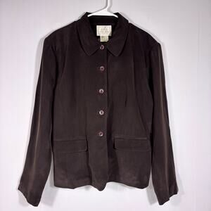 NWT Field Manor 100% Silk Taupe Jacket Size 16 1032